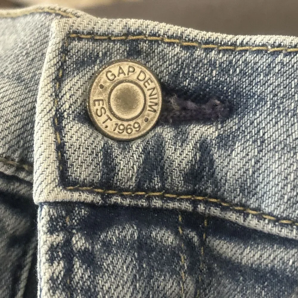 Gap Jeans Size 10 H Youth Straight Slim Stretch Mid Rise Light Wash Blue Denim